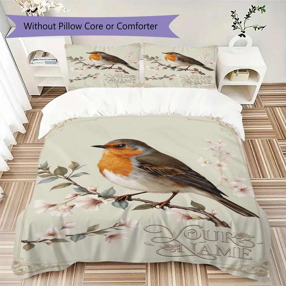 Custom Name Peacock Forest Bedding,Quilt Set Quilt Cover Pillowcase Home Birthday Gift(1 * duvet cover + 2 * pillowcase, without core)_lx