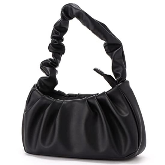 Monica Gathered One-Handle Handbag, Women's, Black (10)