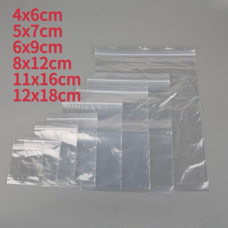 100Pcs/lot Small Zip Lock Plastic Bags Transparent Bag Reclosable Vacuum Storage Bag Clear Bags Ziplock Food Storage Zip Bags