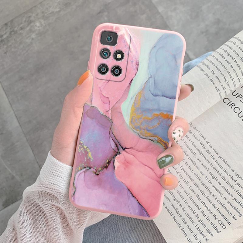 Marble Pattern Phone Case For Redmi 10 Redmi10 Protective Cover Case Pink Gold Marble Soft Silicone Funda For Xiaomi Redmi 10