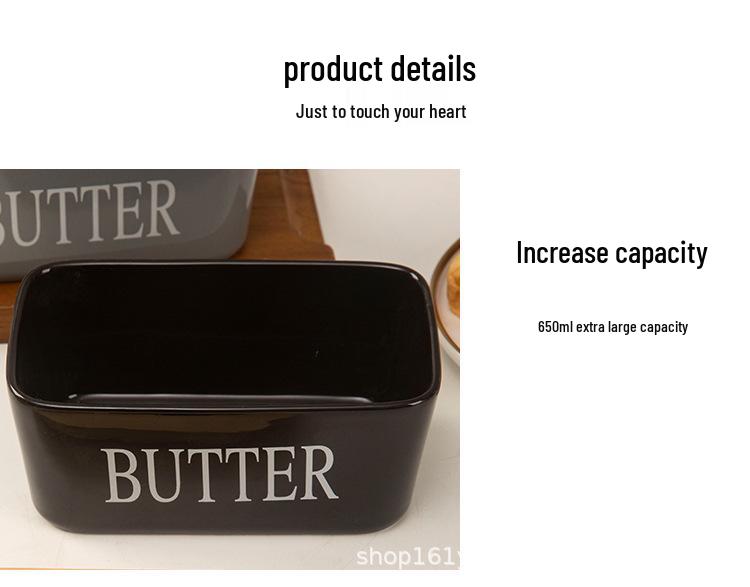 Large Capacity Ceramic Butter Dish with Sealed Lid and Knife
