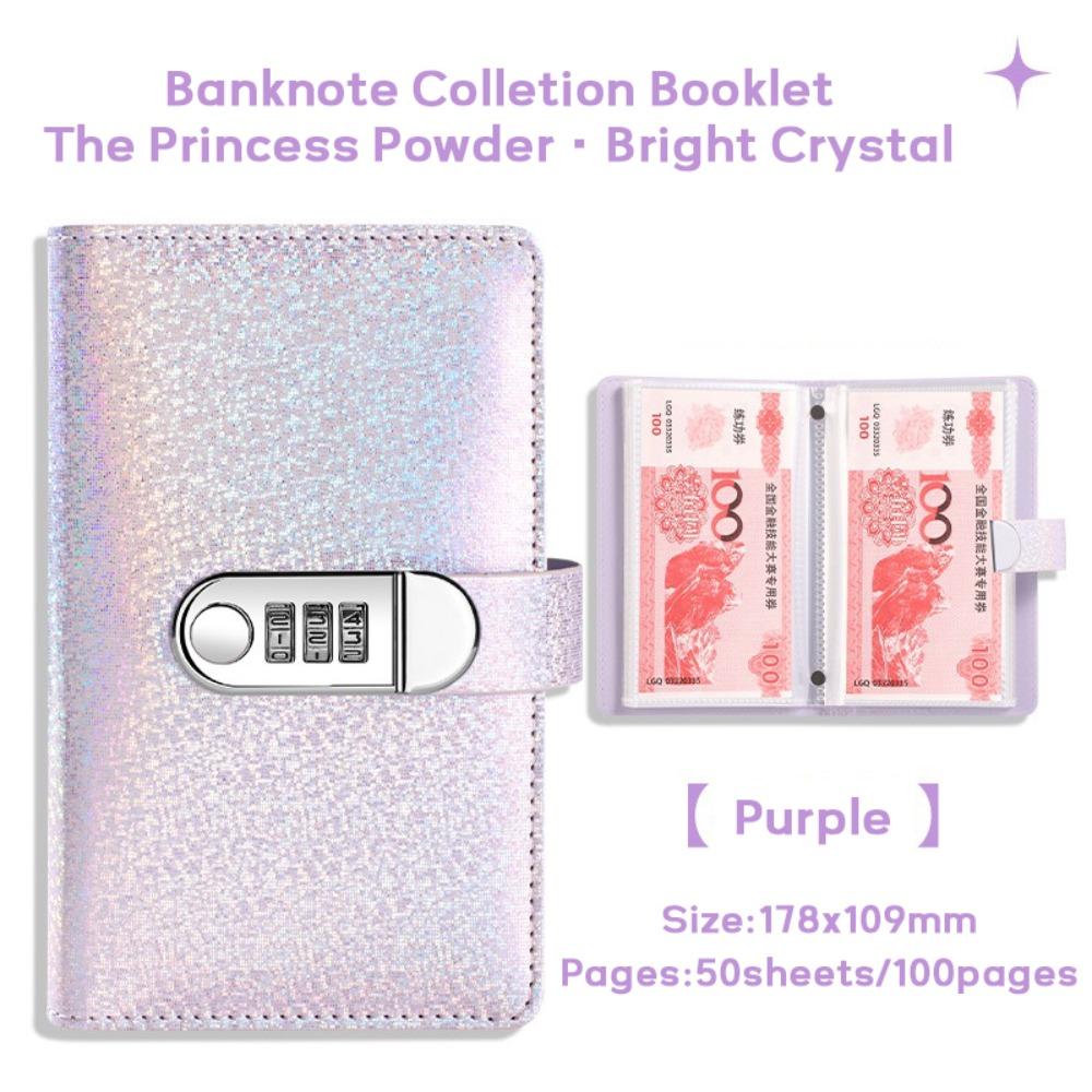 With Password Lock Saving Money Notebook PU Leather Budget Saving Book