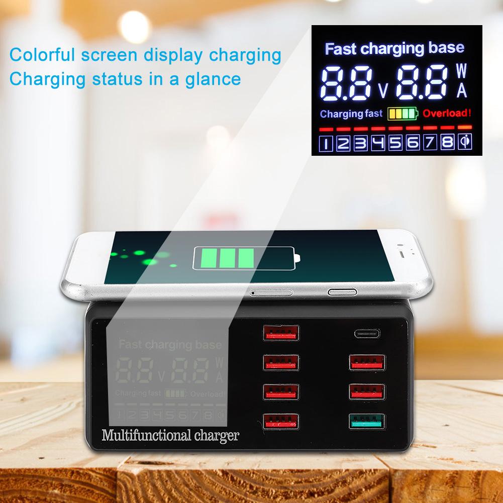 Smartes kabelloses Ladegerät 100W Digitales Handyzubehör 18W Typ C Aufladung für QC3.0 PD (Noir )