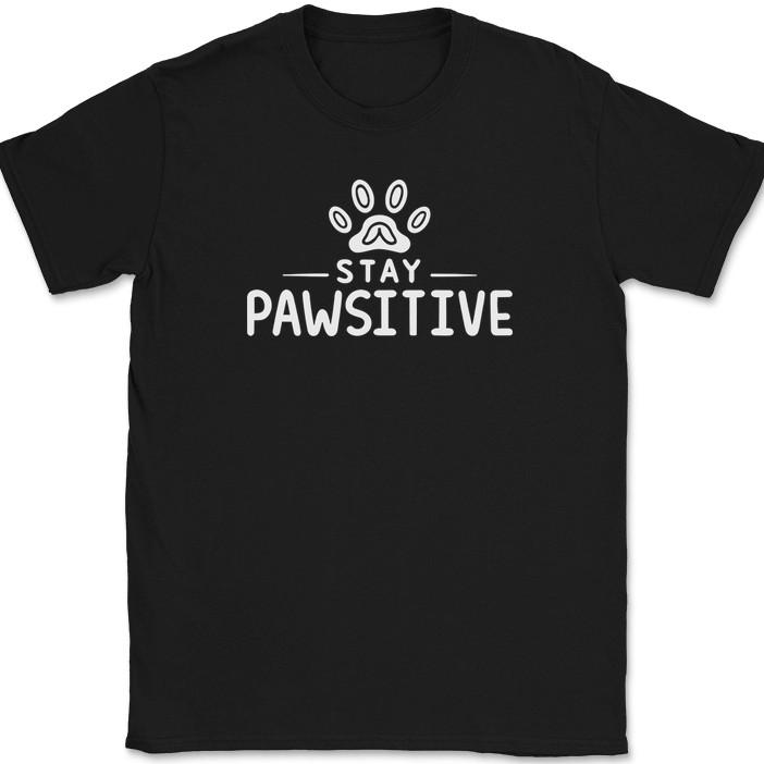 

Оставайся Лаположительным Футболка Смешной Кот Котенок Юмор Кошачий Собачий К9 Лапа Подарок Футболка S