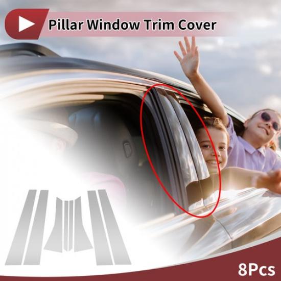 8 Pcs Door Pillar Window Trim for Buick Lacrosse 2004-2009 Chrome Silver Tone