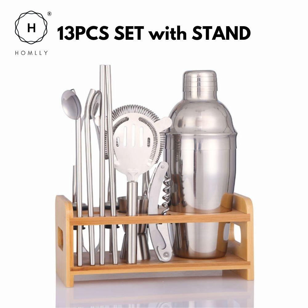 

Homlly 7 / 13 шт. Шейкер для коктейлів Набір бармена зі стійкою 13pcs Set w Stand