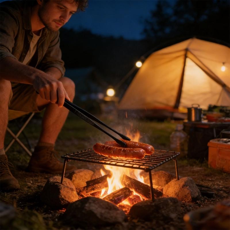 Set of 3 Kitchen Tongs Stainless Steel Easy to Clean Long Tweezer for Cooking Heat Resistant Easy Grip for Handling