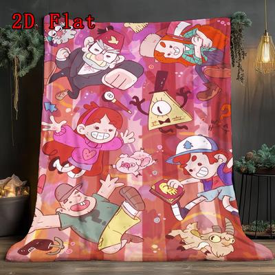 Gravity Falls Cartoon 2D Flat Pattern Flannel Blanket High Quality All Seasons Warmth and Comfort Perfect for Christmas Gifts.P260914583