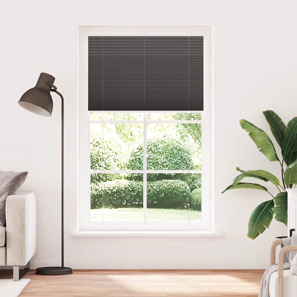 Black Pleated Blind 115X200 Cm Fabric Width 114.4 Cm