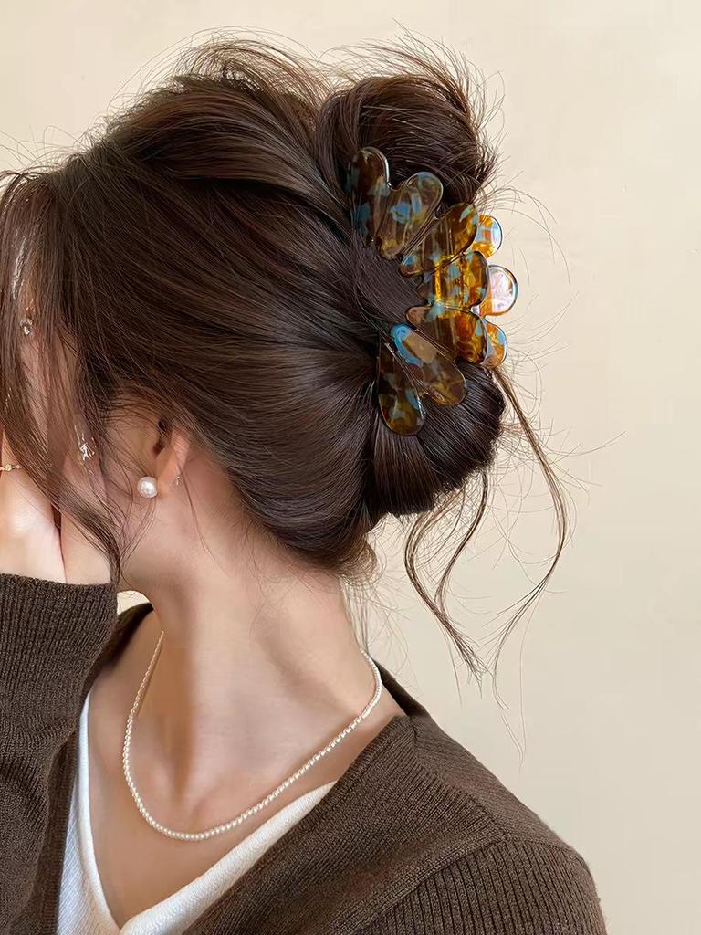 Korean Leopard Print Bow Hair Claw: Extra Large High-End Half Updo Clip for Women