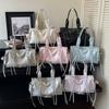 Bolsa tote feminina brilhante com cordão e franjas, bolsa de ombro