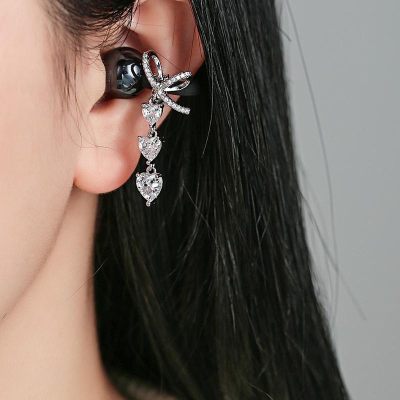Elegant Butterfly And Heart Ear Clip Jewelry For Freeclip 1 2 Wireless Headphones Quality Alloy Clip On Charm Decoration