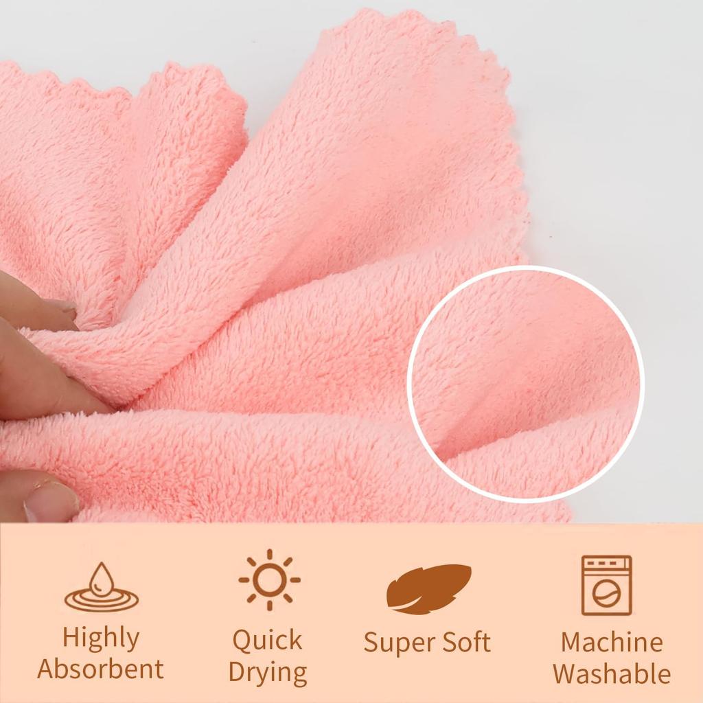 12 Pack Microfiber Coral Fleece Washcloths, Ultra Absorbent and Soft Face Towel, 12" X 11", Perfect Wash Cloths for Bathroom, Gym, Travel, Spa and