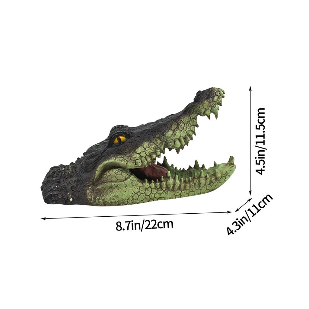 Resin Crocodile Head Figure Animal Figurines Water Pond Decoy Crocodile Head Floating Pond Ornament Creative Floating