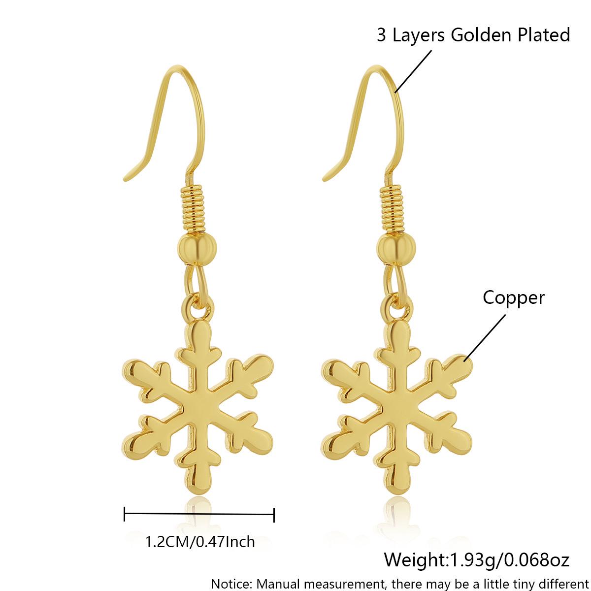 18K Gold-Plated Christmas Earrings: Snowman, Snowflake, Tree & Hat Studs