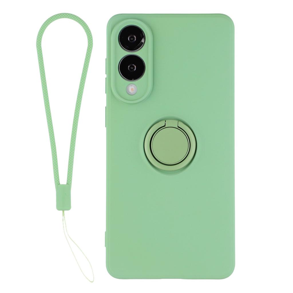 For Samsung Galaxy S25 Edge Silicone Case with Strap Ring Kickstand Phone Cover