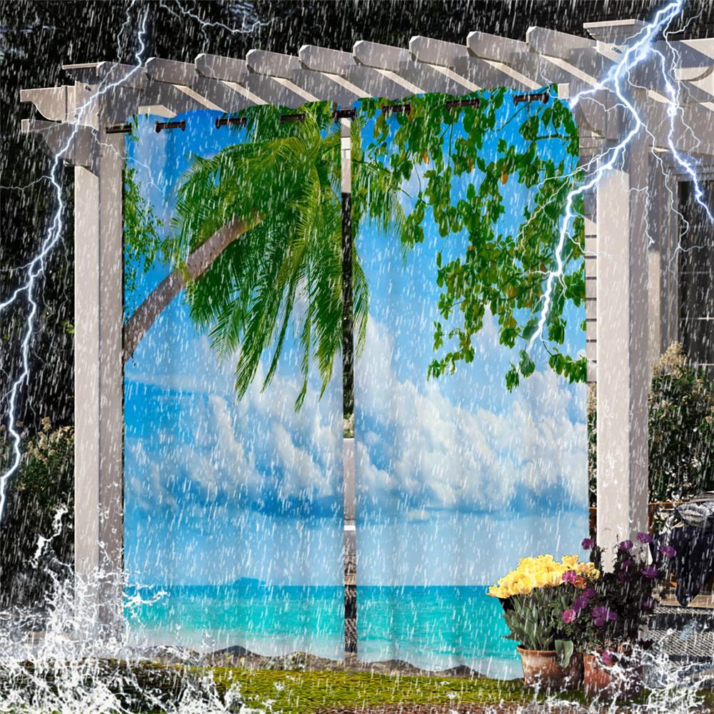 Terrassen Vorhänge Outdoor Wasserdicht Thermisch Isoliert Vorhang Gartentür Pool Hütte Pavillon Laube Pergola Vorhänge Lichtblockierend Hergestellt Aus Polyester