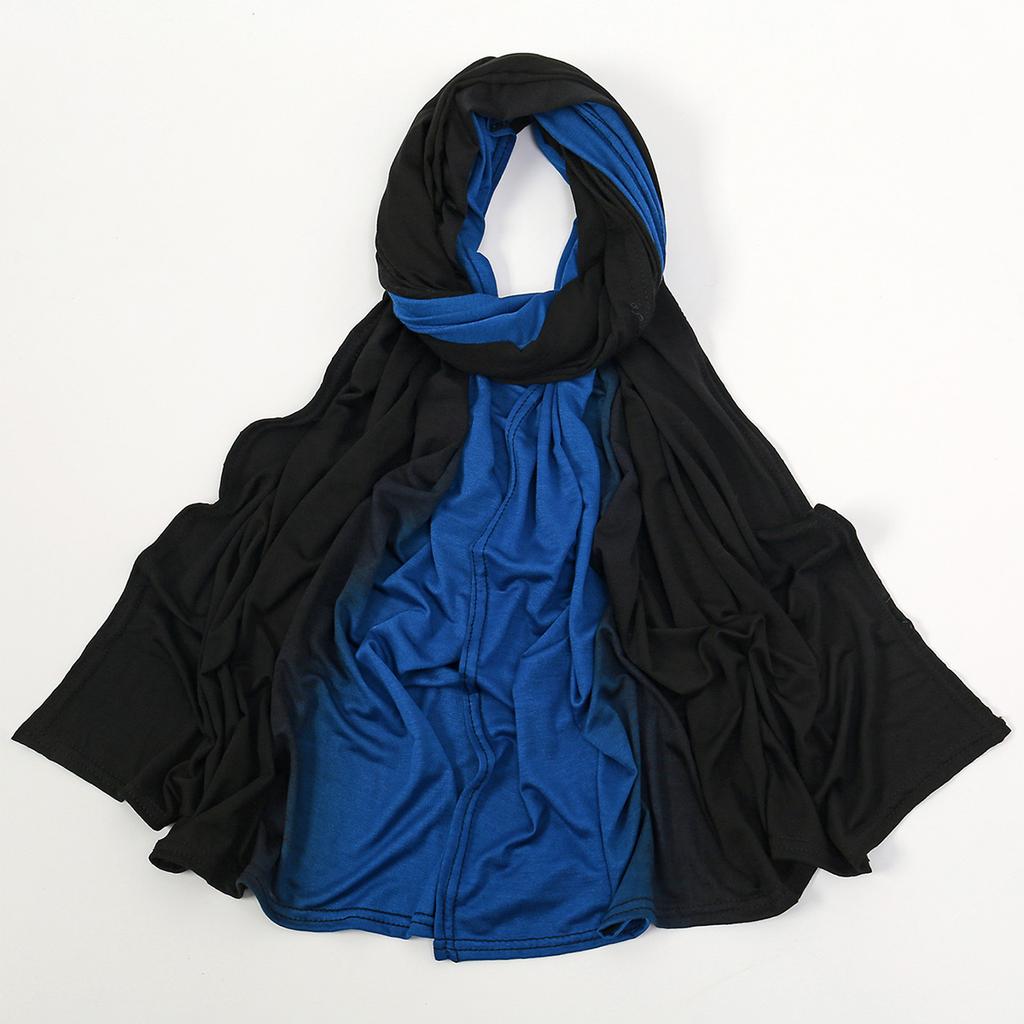 Muslim Gradient Hijab Scarf Women Premium Jersey Hijab Shawl Fashion Splicing Color Plain Turban Soft Cotton Jersey Headscarf