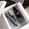 Fashion Summer Rhinestone Size 43 Shoes for Women 2025 New Comfortable Mesh Hollow Half Slippers Women Luxury Mary Jane Flat Shoes
