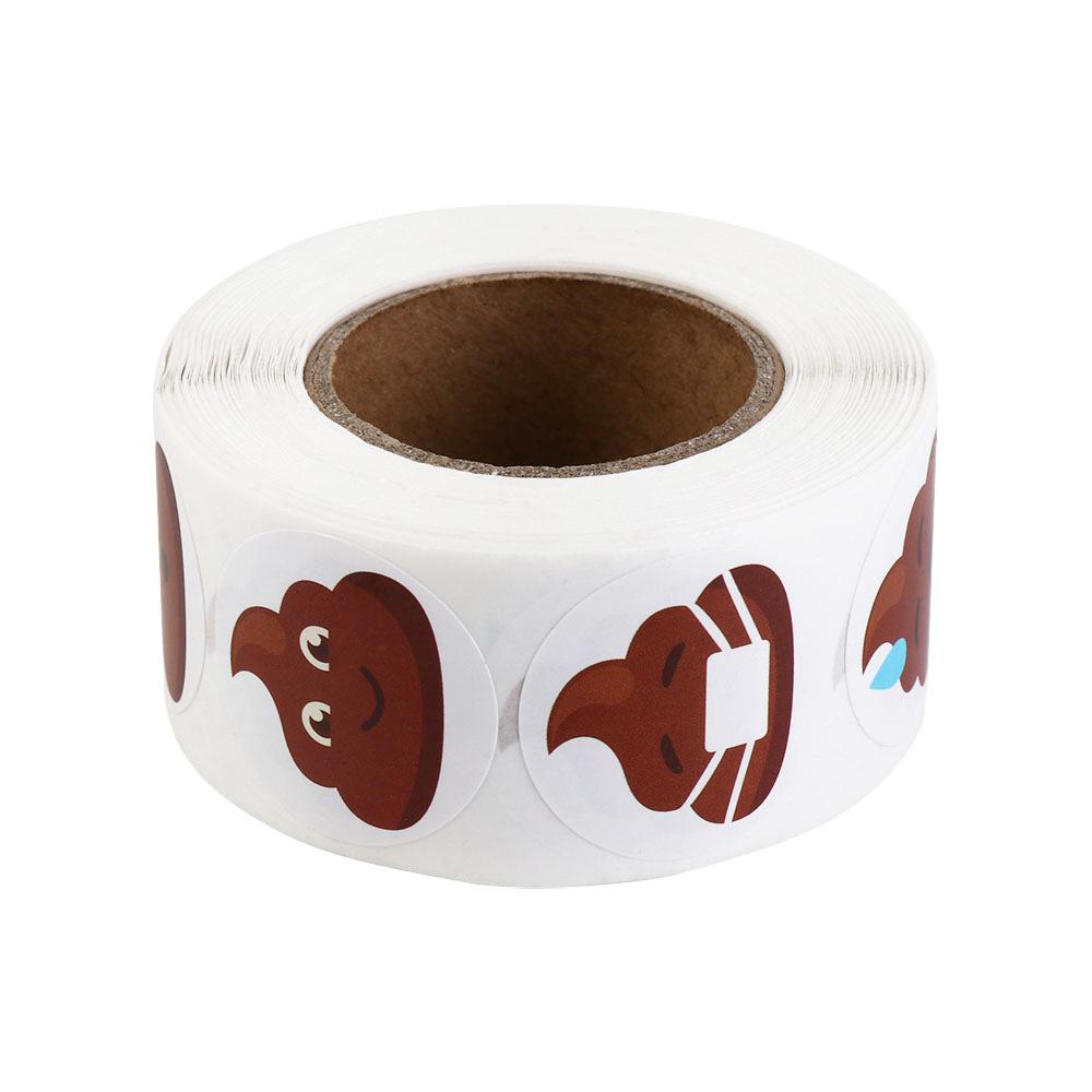 500pcs Self-adhesive Poop Emoticons Sticker Funny 1inch Stationery Sticker Seal Reward Sticker Office