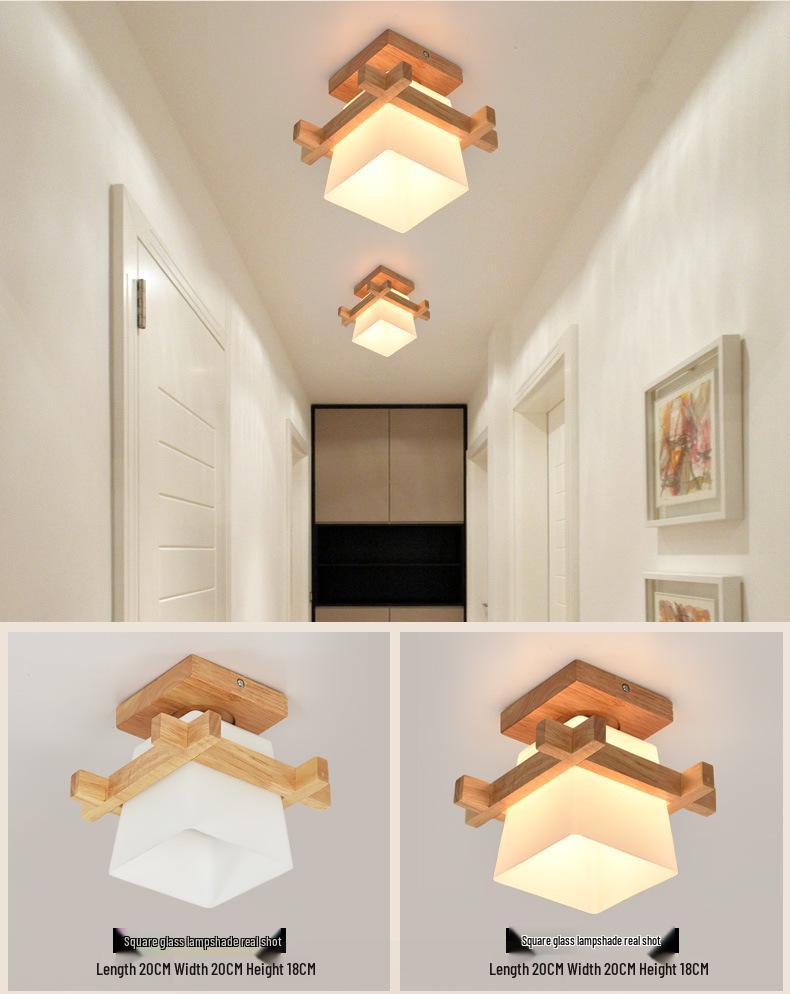 Modern LED Ceiling Lamp with Solid Wood Design for Bedrooms and Living Rooms