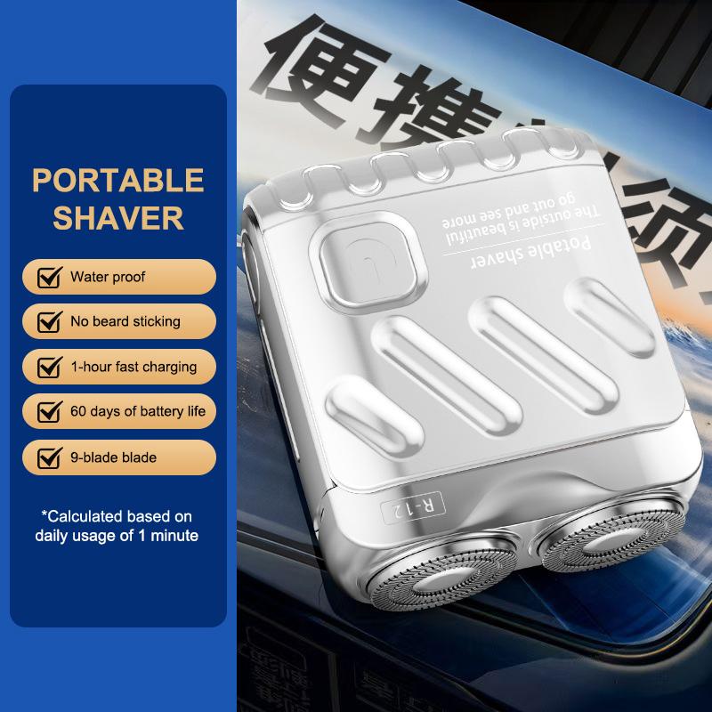 Mini Electric Shaver Dual Head Waterproof Type-C Rechargeable Shaver Travel Rotary Razor Men'S Portable Hair Beard Trimmer Tool