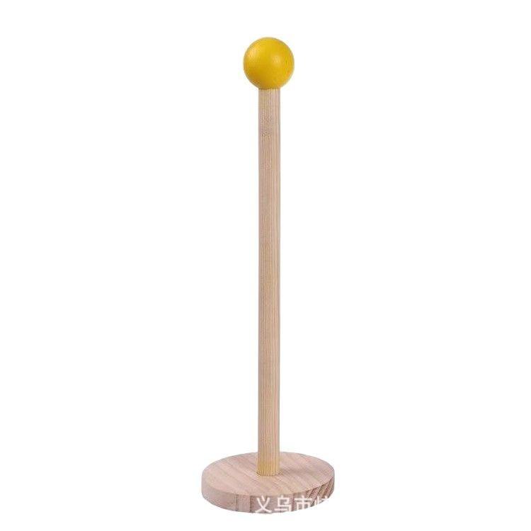 Wooden Paper Towel Holder Stand Vertical Roll Dispenser Kitchen Countertop Organizer 8cm Diameter Base 25cm Height