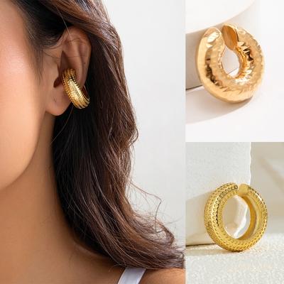 Accessoires, Nischendesign, süße und coole geometrische Ringohrringe, schlichtes Temperament, Ohrklemmen für nicht-gepiercte Ohrknorpel