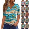 Women's T Shirt Tee Print Button Short Sleeve Daily Weekend Fashion Basic V- Neck Regular Top