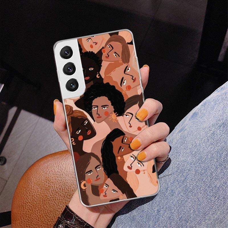 Abstract Line Women Face Phnoe Case for Samsung Galaxy S26 S25 Edge S23 S24 Ultra S22 Plus S21 S20 FE Unique Cover Soft Coque Ga