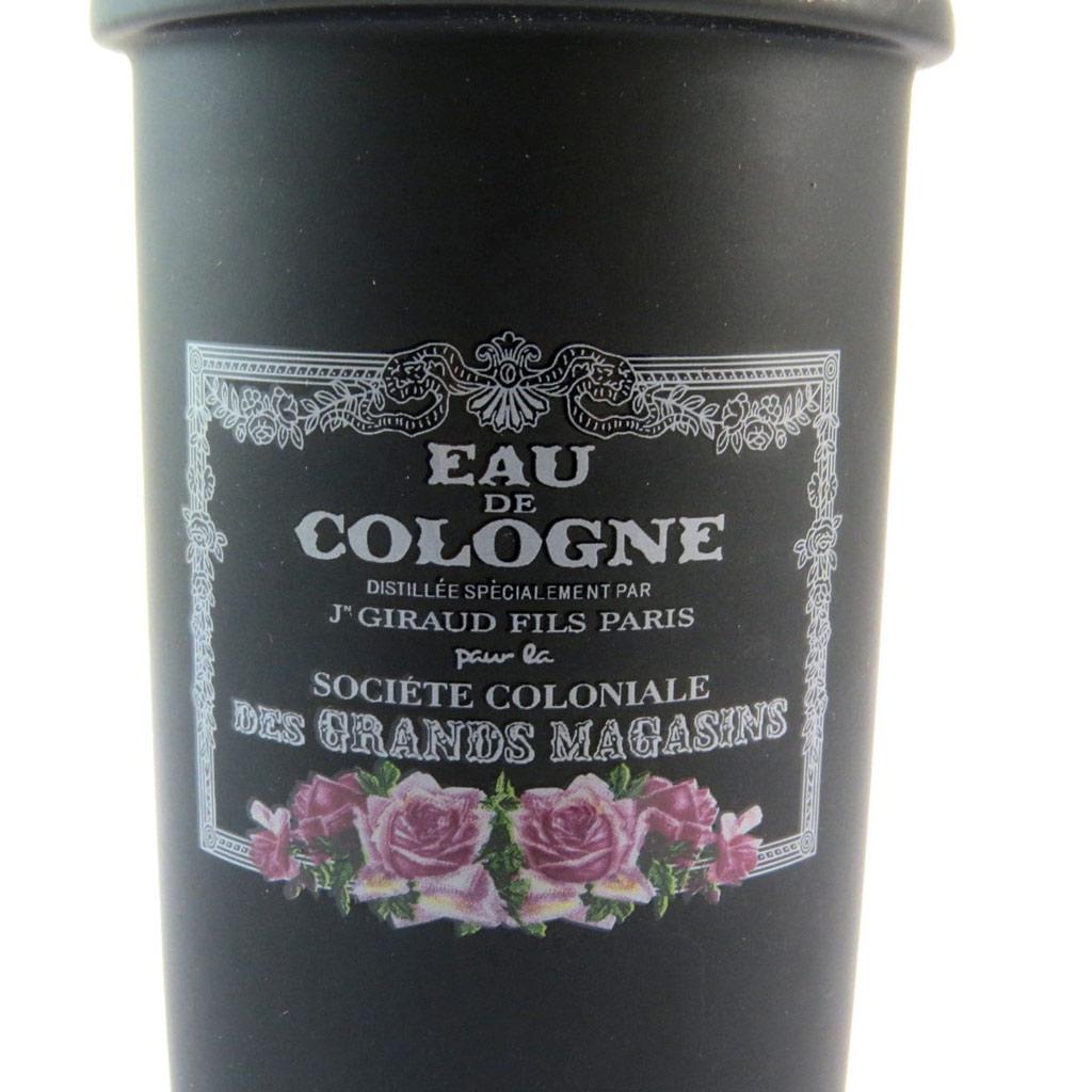 Les Trésors De Lily [P5324] – Schwarzer Keramiktopf „Eau de Cologne“ (Retro) – 12 x 8 cm