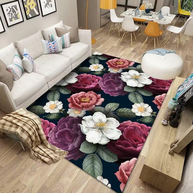 3D Flowers Carpet for Living Room  Nordic Room Decoration Home Mats Antiskid Easy Cleaning Bedroom Floor Entrance Kitchen Rug