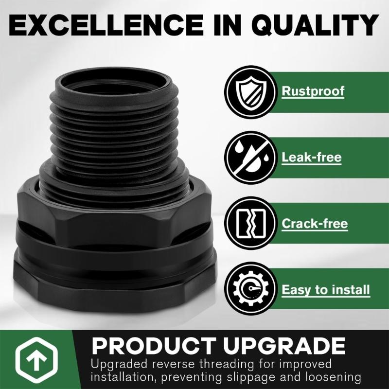 10 Stück Robuste Wassertank-Adapter Tankverbinder Wasserdicht Gemacht Wasserrohr-Adapter für Regentonnen und Teiche