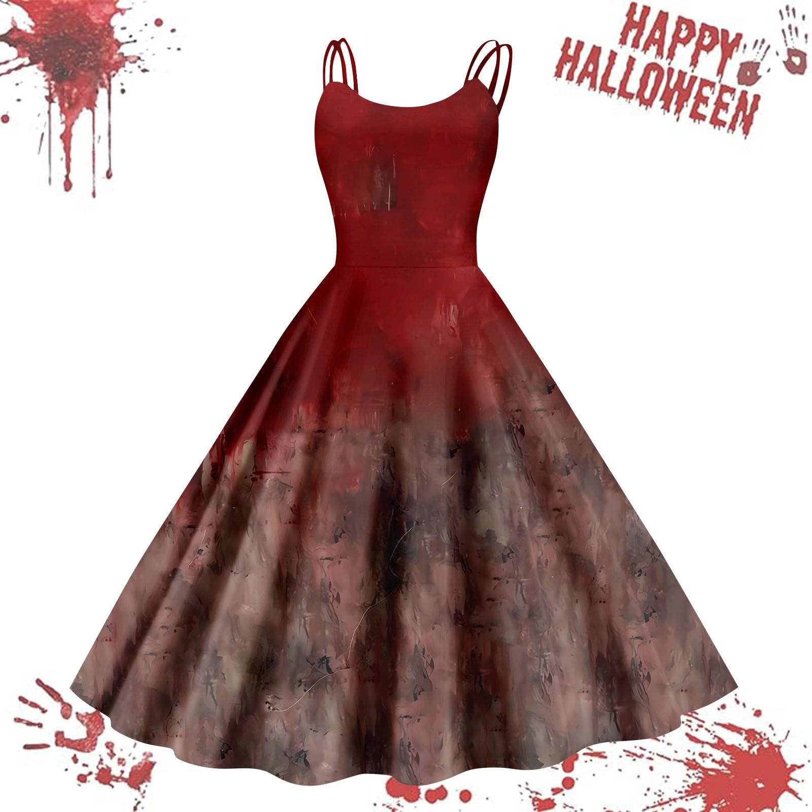 

Женское повседневное винтажное платье на подтяжках с принтом на Хэллоуин S горячий розовый