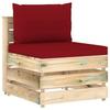 VidaXL Sectional Middle Sofa with Cushions Patio Sofa Garden Furniture Outdoor Patio Middle Sofa Wood 3074516