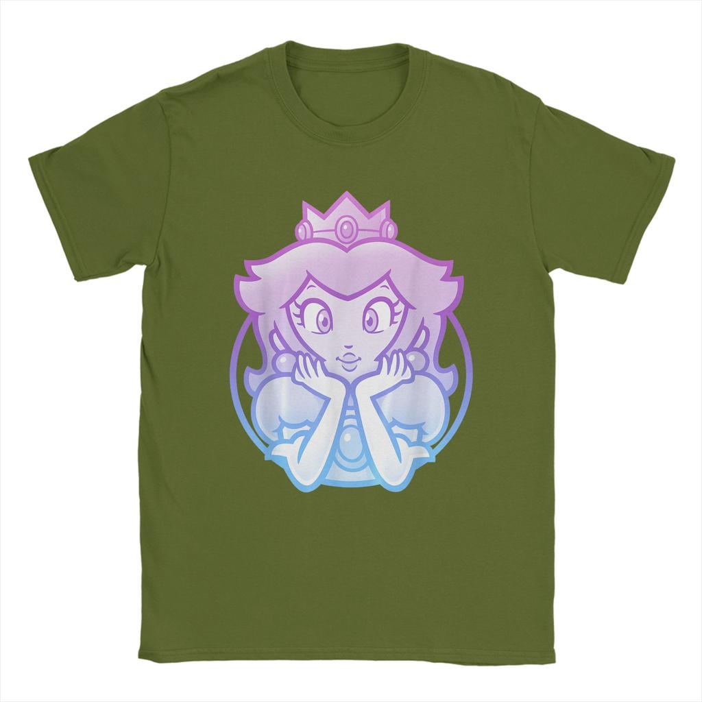 Unisexs TShirts Super Marios Princess Peach Gradient Portrait Amazing Cotton Tees T Shirt Round Neck Clothes New Arrival