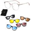 Oval Tr Frame Multifunctional 6 In 1 Frame Sunglasses Fashion Polarized Magnetic Black Clip On Glasses Prescription Eyeglas
