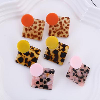 New European and American Popular Geometric Earrings Acrylic Leopard Print Earrings