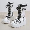 Fashion Womens Punk Gothic Motorcycle Boots Platform High Heel Ankle Boots Cute Heart Shaped Ladies Short Boots Designer Women's Shoes