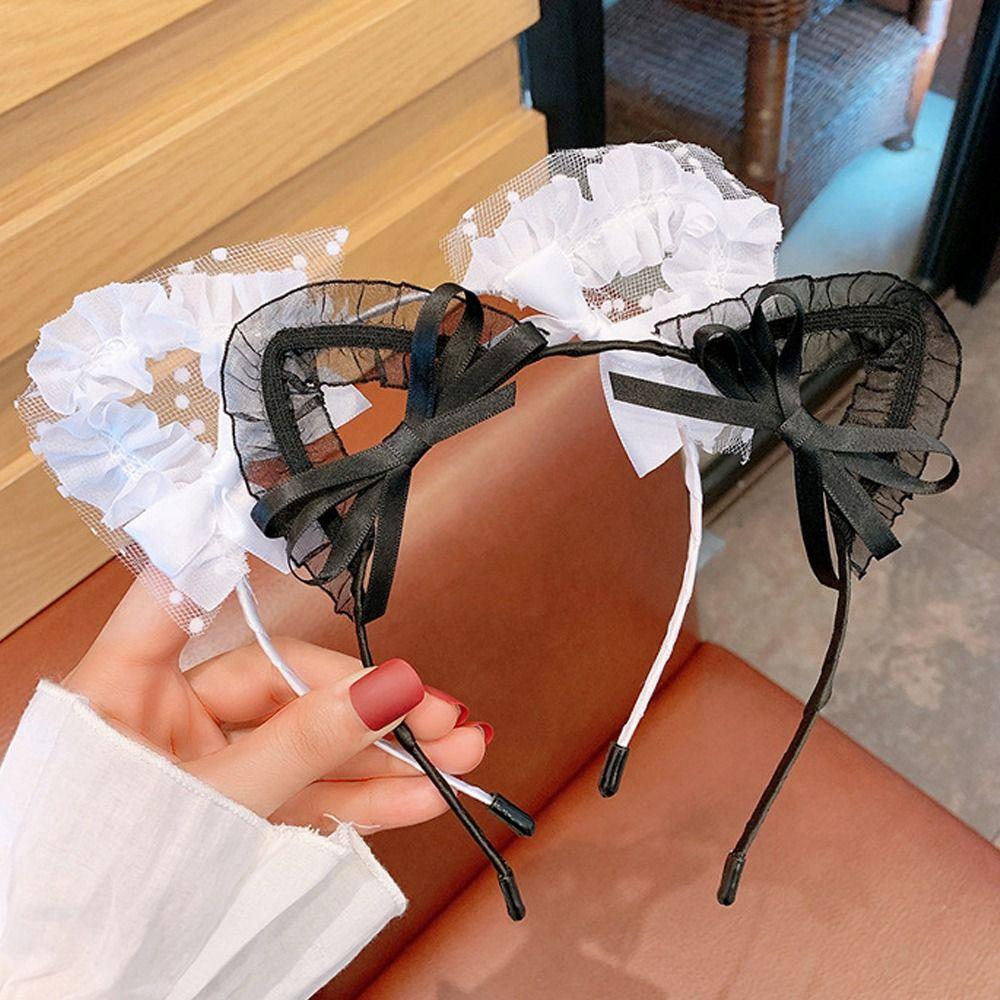 Stage Hair Accessories Large Bow Hair Hoop Polka Dot Cute Headband Retro Hairband