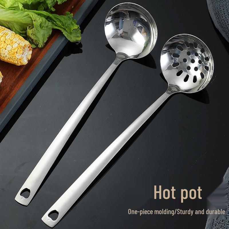 

Stainless Steel Kitchen Utensil Set: Hot Pot & Slotted Spoon, Extended Handle, Porridge & Soup Ladle Soup Ladle