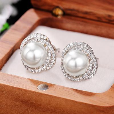 Orecchini Temperamento Elegante con Perle Simulate per Donna Colore Argento Orecchini Raffinati Regalo Gioielli Statement per Uso Quotidiano
