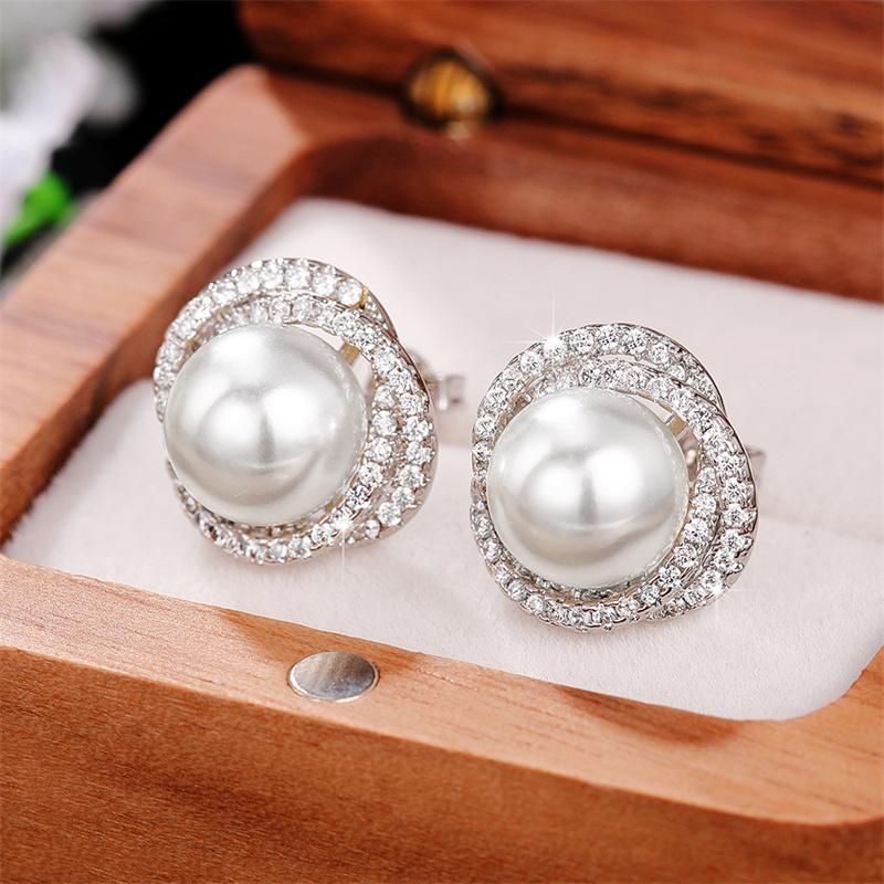 Temperament Elegant Simulated Pearl Earrings for Women Silver Color Exquisite Earrings Gift Daily Wear Statement Jewelry