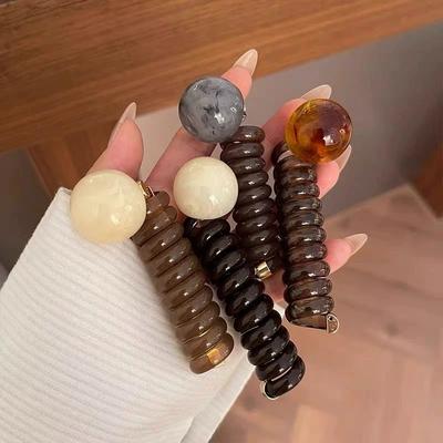 New Vintage Ball Heart Straight Elastic Headband for Women Girls Ponytial Holder Hair Tie Scrunchie Hairband Hair Accessories