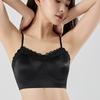 Seamless Satin Back Lingerie Women's Gathering French Style Bra Lace Suspender One-piece Fixed Cup Bra Thin Vest