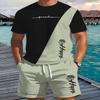 Set T-shirt a maniche corte con stampa 3D casual da uomo e pantaloncini
