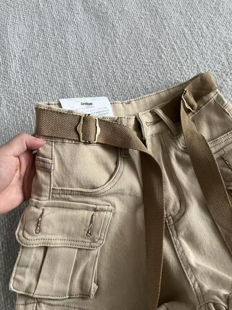 Women's Summer Khaki Denim Shorts - Retro, Loose, Slimming, Versatile, Small Size