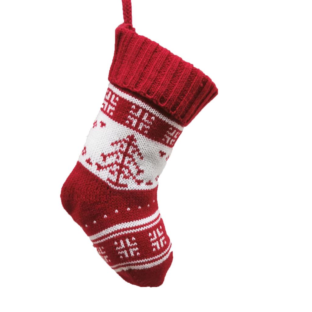 New Year Christmas Stocking Sack Xmas Gift Candy Bag Christmas Decorations For Home Knitted Sock Christmas Tree Decor 2025