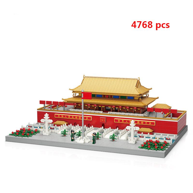 City Architecture Pink Castle Tree House Building Blocks Mini Brick Taj Mahal Great Wall Creative Model Construction Toys