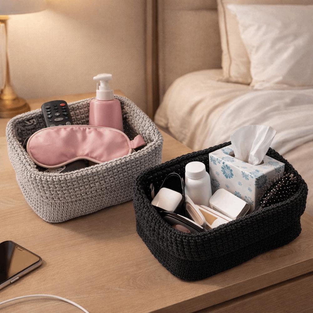 Rectangle Knitted Storage Basket Large Capacity Weaving Storage Basket Home Decoration